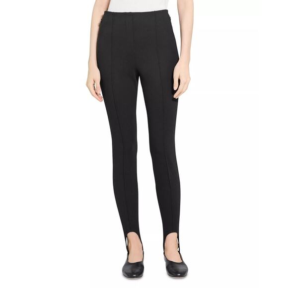 Theory Pants - Theory Women Black Viscose Stretch Casual Stirrup Pintuck Slim Pants Size US 0